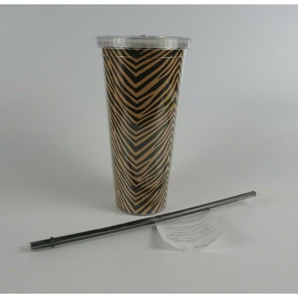 💰3/$25 New Vera Bradley Zebra Print Tumbler Travel Cup W/ Lid & Straw 21 oz - Picture 3 of 11